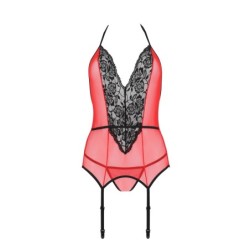 Gorset I Stringi Peonia Czerwone Erotic Line Passion 40-42 L/XL