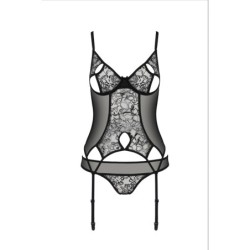 Corset și Tanga Primula Negru Eco Collection Passion 40-42 L/XL