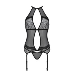 Korzet In Tangice Satara Črna Erotic Line Passion 44-46 XXL/3XL