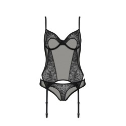 Corset Et String Selaginella Noir Eco Collection Passion 40-42 L/XL
