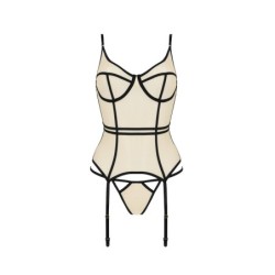 Corsetto E Perizoma Serara Beige Passion 36-38 S/M