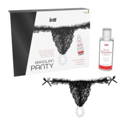 Must Brasiilia Püksik Pärlitega Ja Libestav Geel 50Ml Intt