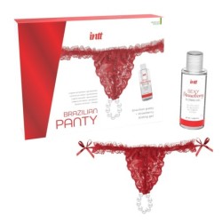 Braga Brasileña Roja Con Perlas Y Gel Lubricante 50Ml Intt
