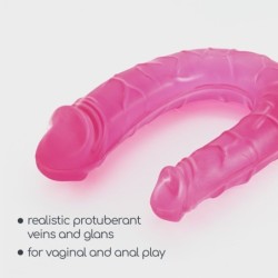 Deep Diver Dildo Duplo Com Lubrificante Anal 50Ml Crushious Rosa