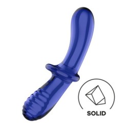 Skleněné Dildo Double Crystal Modré Satisfyer