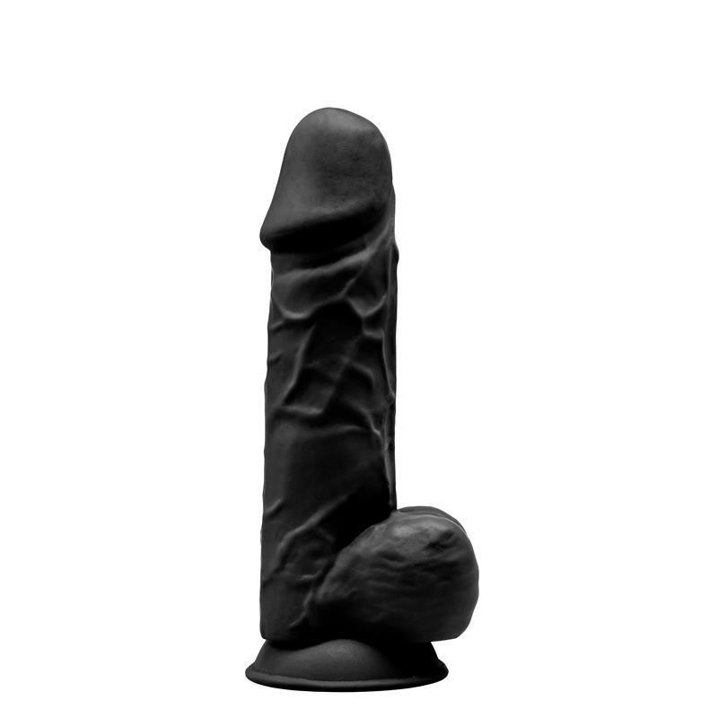 Dildo Realista Dual Density com Testículos Preto Mod. 4 8.5"