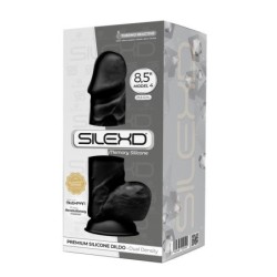 Gode Réaliste Double Densité avec Testicules Noir Mod. 4 8.5"