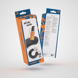 Désir Noir Set med Handbojor + Ögonbindel i Satin och Värmande Glidmedel från Crushuious