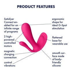 Stimulator G-točke i analni Top Secret + s aplikacijom Satisfyer Pink