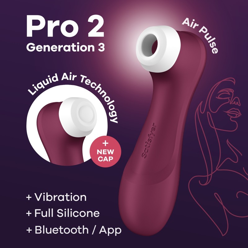 Ερεθιστής Pro 2 Gen 3 Satisfyer Με Connect App Κόκκινο Μπορντό