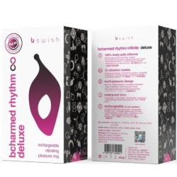 Bcharmed Rhythm Infinite Deluxe Obroček za penis 15 Vibracij Črn