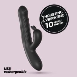 Lapin Uzlādējams Trusis Vibrators Ar Grūdienu Melns Crushious