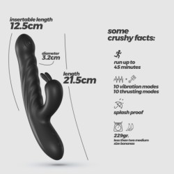 Lapin Rechargeable Rabbit Vibrator With Thrust - Black Crushious