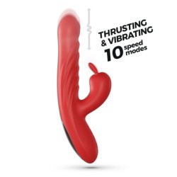 Lapin Rechargeable Rabbit Vibrator With Thrust - Red Crushious