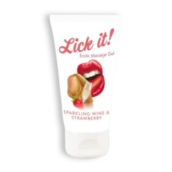 Lubrifiant Comestibil Lick-It Căpșuni și Șampanie 50Ml