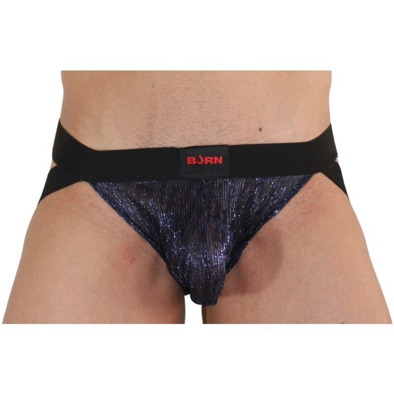 006 Glanzende Jockstrap Blauw / Zwart S
