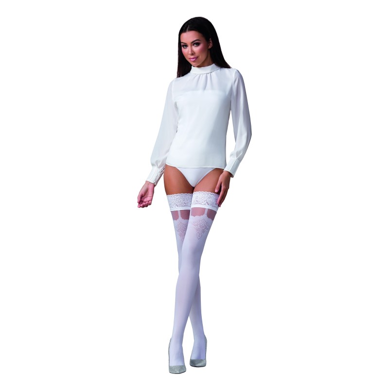 Meias De Ligas St121 Branco (60 Den) Gold Collection Passion 3/4