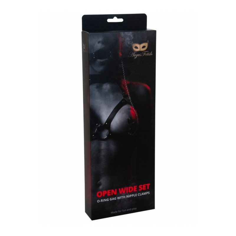 Obročasta Gag z Objemkami za Bradavice Open Wide Set Argus Fetish Argus Toys