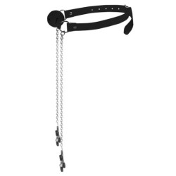 Knebel mit Nippelklemmen Aua! Schwarz