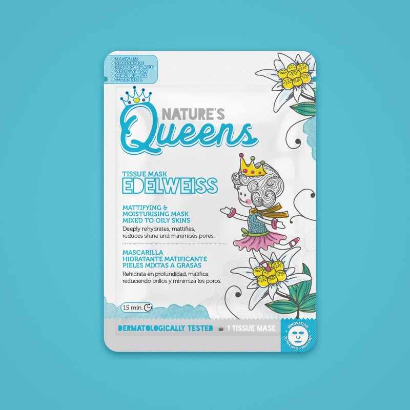 Mascarilla De Tejido Facial Matificante Nature?S Queens Edelweiss 25Ml