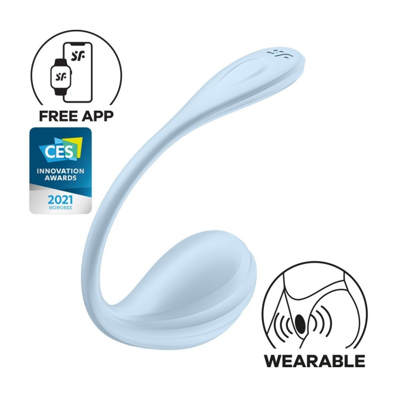Ou Smooth Petal Connect App - Vibrator purtabil pentru cupluri - Albastru Satisfyer