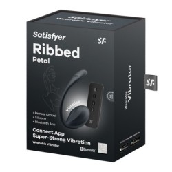 Vibrirajuće jaje s aplikacijom Ribbed Petal Connect App Crno Satisfyer
