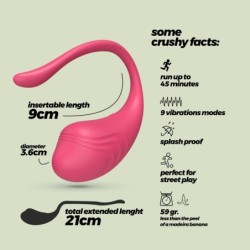 Įkraunamas vibracinis kiaušinis su nuotolinio valdymo pulteliu Tamago Crushious Pink