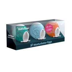 Balíček 3 Masturbátor Masturbator Egg Naughty, Savage A Crunchy Satisfyer