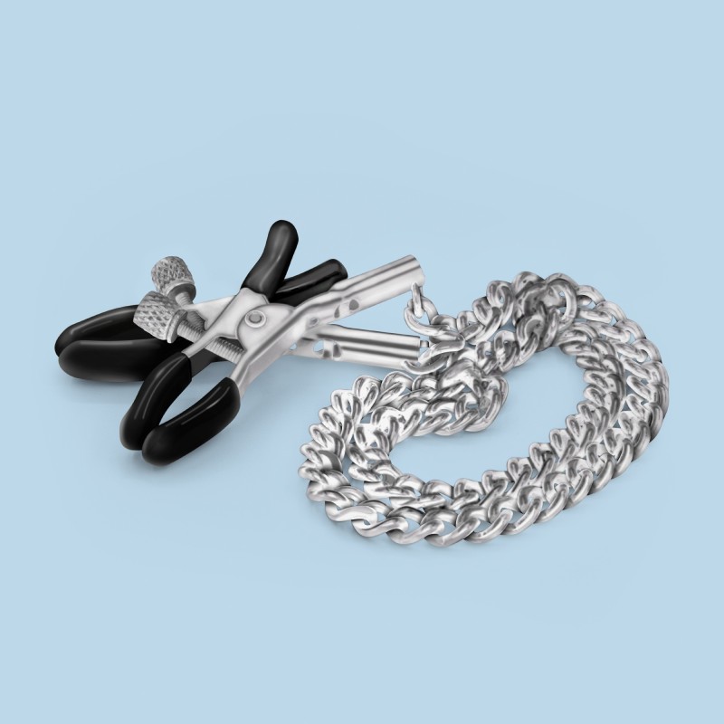 Srebrne Szczypce do Sutków z Łańcuszkiem Nipple Chain Clamps Crushious