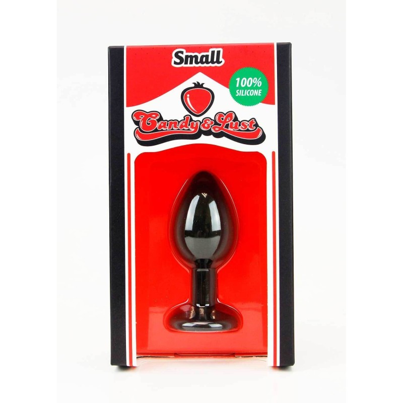 Plug Anale in Silicone Piccolo con Gioiello Nero Candy Lust Plug Anale in Silicone Piccolo con Gioiello Nero Candy Lust