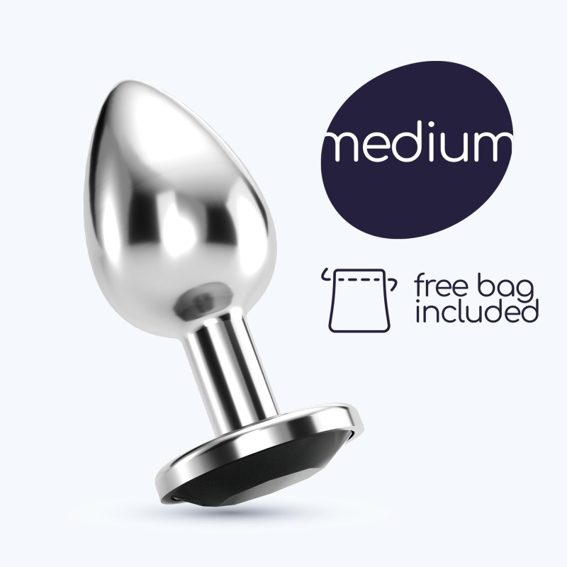 Musta Bijou Keskikokoinen Crushious Anaalitulppa Jalokivellä, Ilmainen Samettipussi