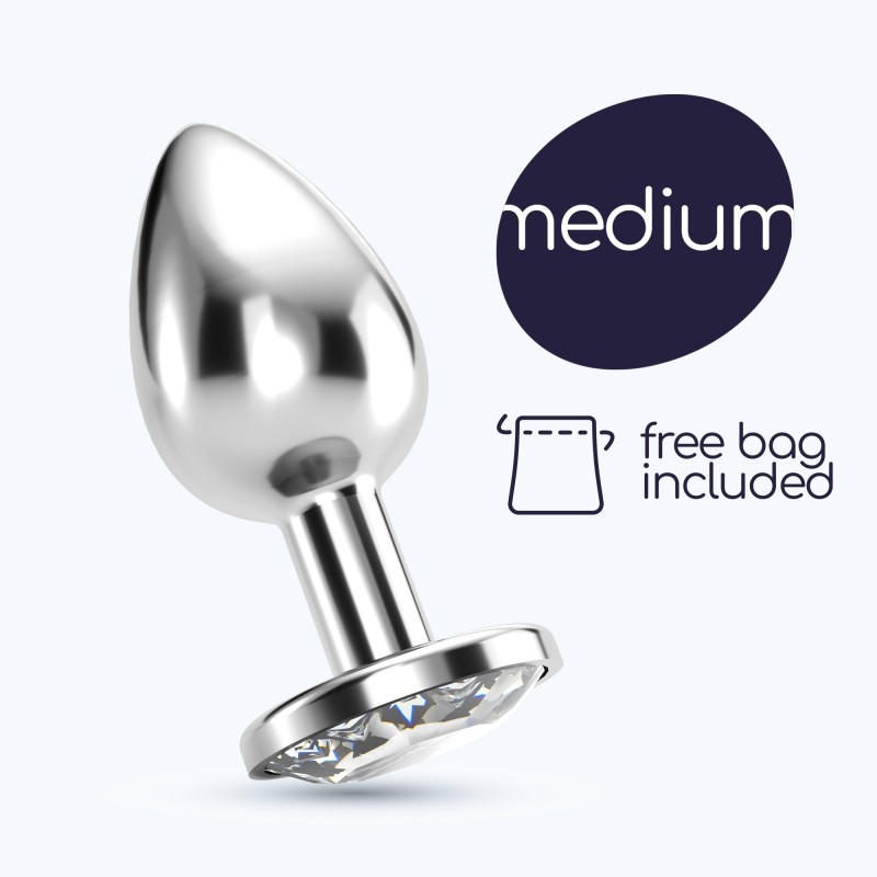 Plug Anal Joya Bijou Transparente Mediano Crushious Con Bolsa Aterciopelada Gratis