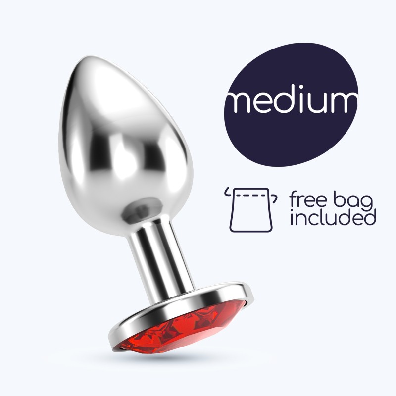 Plug Anal Jóia Bijou Vermelho Médio Crushious Com Bolsa Aveludada Grátis