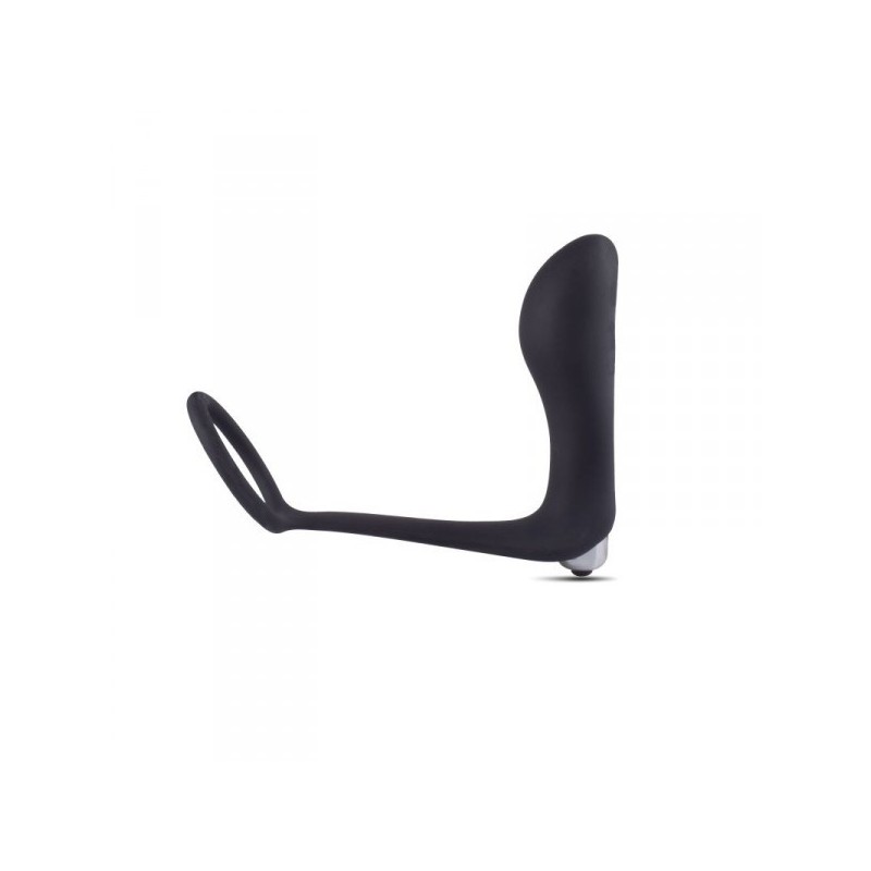 Plug Anal Vibratório Com Anel P-Ring Dark Side Preto Plug Anal Vibratório Com Anel P-Ring Dark Side Preto