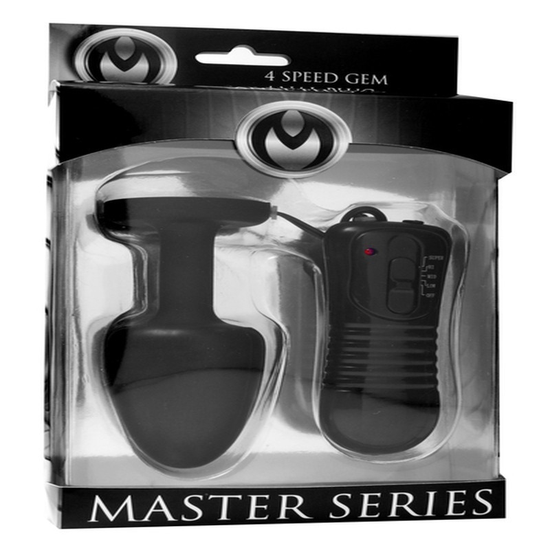 Vibrirajoči analni čep z draguljem in daljinskim upravljalnikom Paragon Master Series