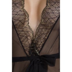 Amberly Zwarte Badjas en String Queen Size Passion 48-50 4XL/5XL