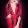 Badjas en String Cr-4113 Rood 40-42 L/XL