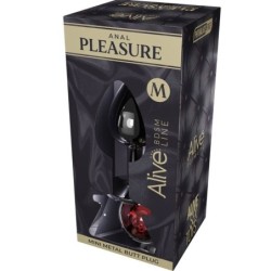 Anal Pleasure Mini Plug Metal Červený Veľkosť M