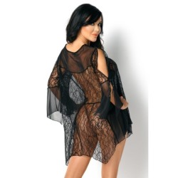 Szlafrok I Stringi Sissy Czarny Beauty Night Fashion 40-42 L/XL