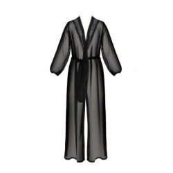 Zinnia Black Eco Passion Robe & Thong UK Size 16-18 XXL/3XL