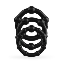 Set di Anelli Pene Triple Bead Neri Crushious