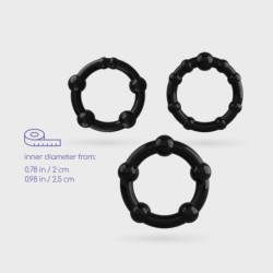 Σετ Δαχτυλιδιών Πέους Triple Bead Μαύρα Crushious