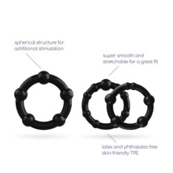 Set di Anelli Pene Triple Bead Neri Crushious