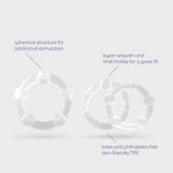 Crushious Három Gyöngyös Átlátszó Péniszgyűrű Szett