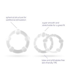 Zestaw Potrójnych Pierścieni Na Penisa Z Koralikami Crushious Transparentnych