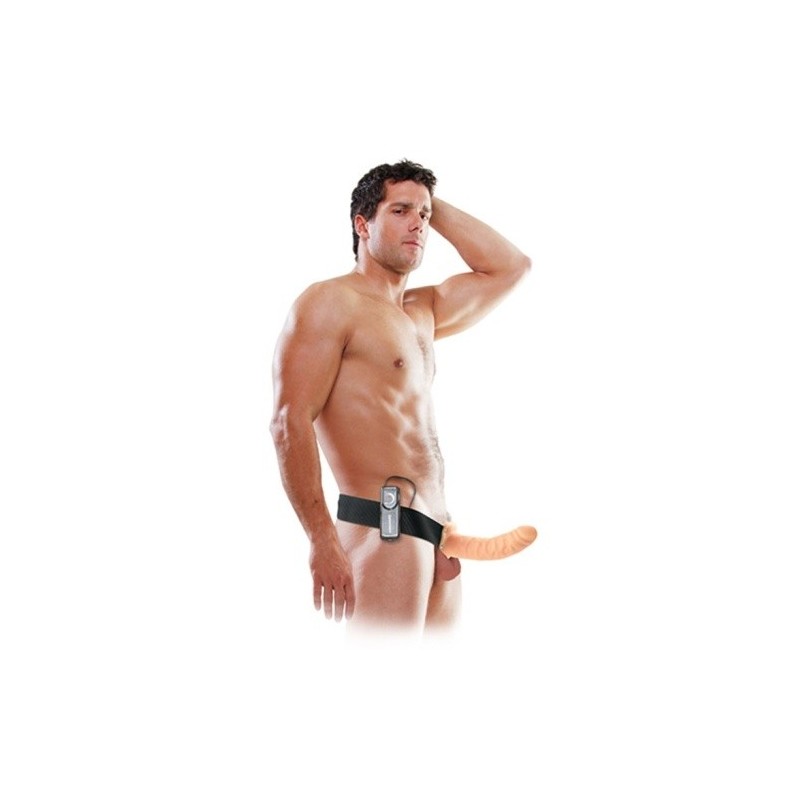 Strap-On Oco Com Vibração 8'' Vibrating Hollow Fetish Fantasy Series Branco