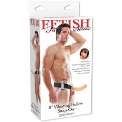 Strap-On Oco Com Vibração 8'' Vibrating Hollow Fetish Fantasy Series Branco