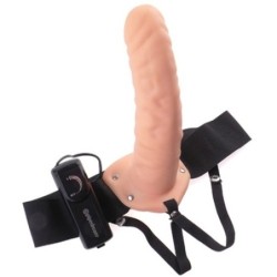 Strap-On Oco Com Vibração 8'' Vibrating Hollow Fetish Fantasy Series Branco