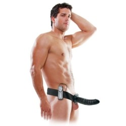 Strap-On Oco Com Vibração 8'' Vibrating Hollow Fetish Fantasy Series Preto