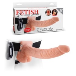 Strap-On Cavitar cu Vibrații și Testicule 9" Fetish Fantasy Series Alb